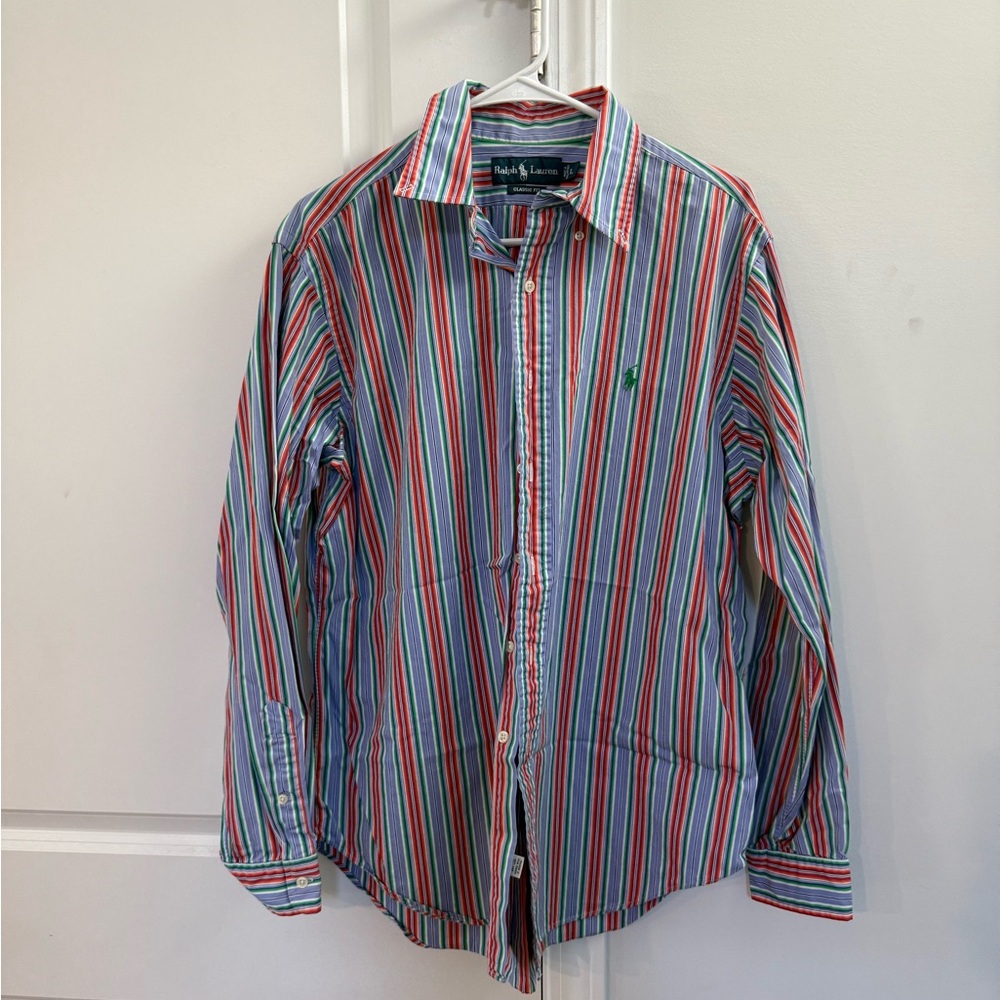 Ralph Lauren Men's Striped Shirt - Red, Blue, Green
